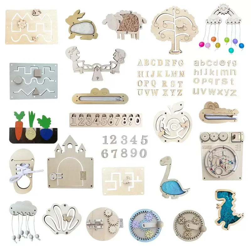 Busy Board DIY Accessories Toys Wooden Busy Board Parts Lamps Doorbell Montessori Toy Educational Games Intellectual Development