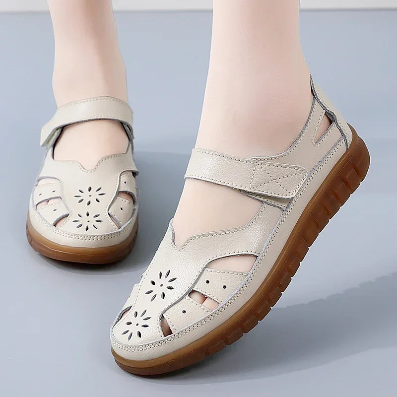 ComfySole - Women Sandals Summer Ladies Girls Comfortable Ankle Hollow Round Toe Sandals Woman Soft Beach Sole Female Shoes for Women