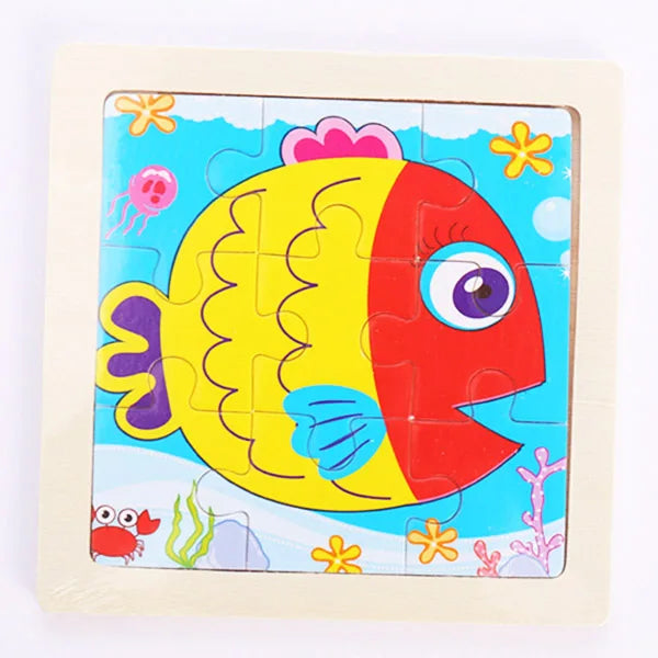 9 Pieces Wooden Puzzle Cartoon Dinosaur Transportation Montessori 3d Puzzle Game Early Learning Educational Toys for Children