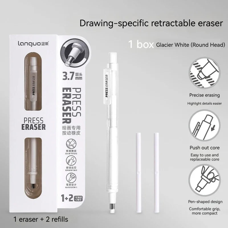 Push-Type Pencil Eraser For Manga Design Drawing Highlight Modeling Writing Painting Press Erasers Kids School Stationery Gifts