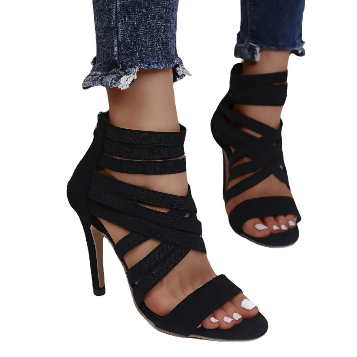 Versatile Sexy - High Heel Iridescent Sneakers Women's Cross-Border Fast Sale Product Polyester Material Fine Heel Design