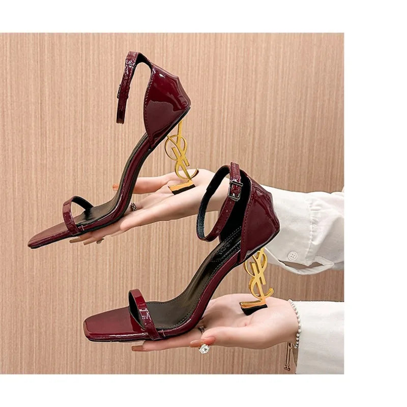 Unique Strap - Red Wine Color, Elegant Personality New Summer Style Elegant Ladies Sandals