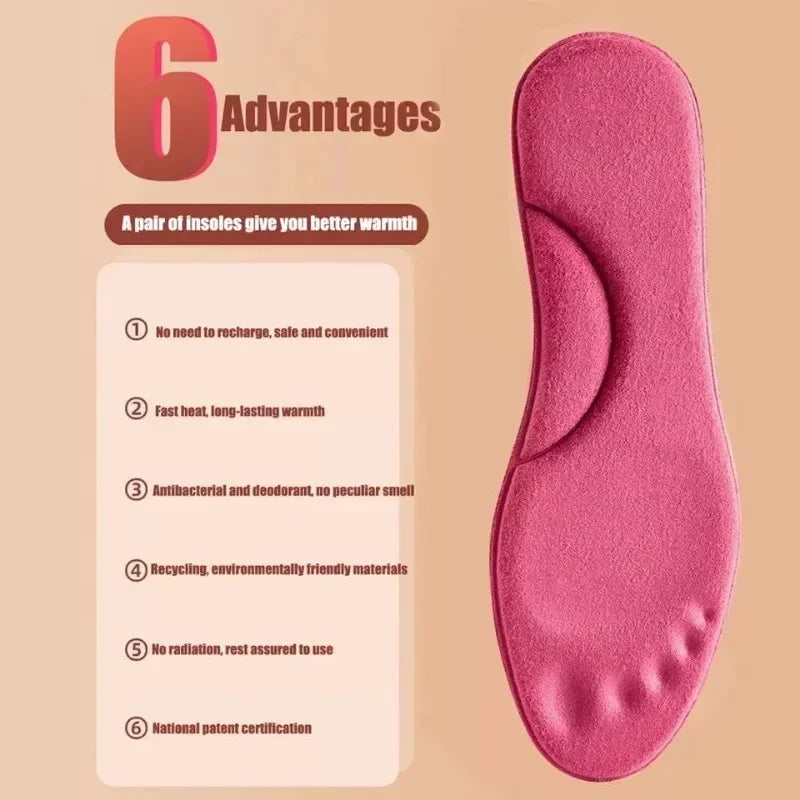 FurTherma - Winter Fur Self Heating Insoles Foot Thermal Thicken Insole Memory Foam Shoe Pads Warm Sports Shoes Inserts for Women Men
