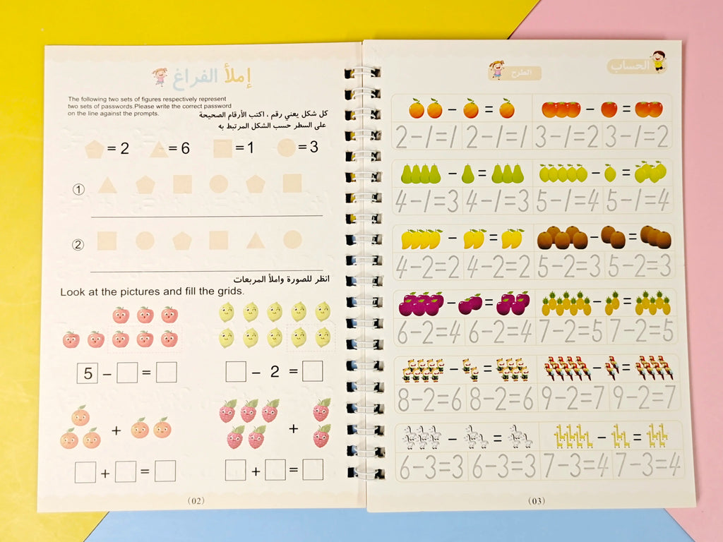 Reusable Magic Copybook Arabic Drawing Toys Children Montessori Pen Control Training Writing Learning Educational Toy Kids Gifts