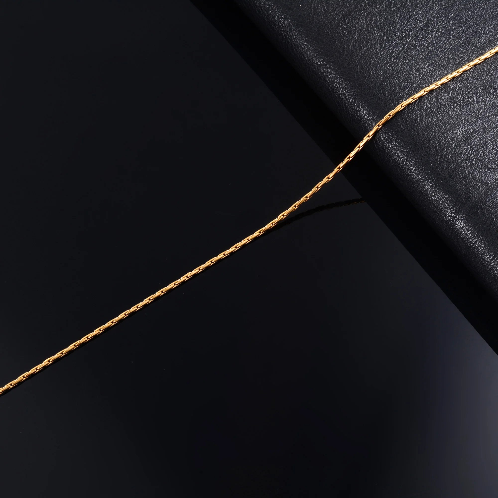 Aurielle - Gold Color Plated Thin Necklace Link Cable Chain 316L Stainless Steel Jewelry Accessories on Neck for Women Ladies Choker Gift