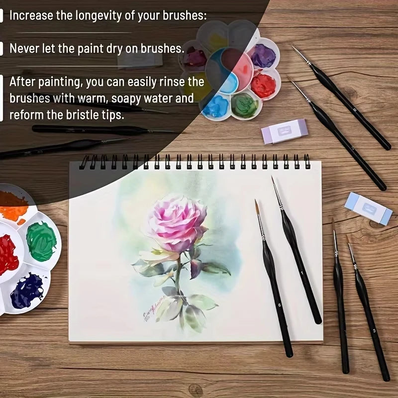 11pcs Watercolor Paint Brush Set for Fine Detail - Durable Miniature Brushes Micro Tips for Warhammer 40K Model & Art Painting