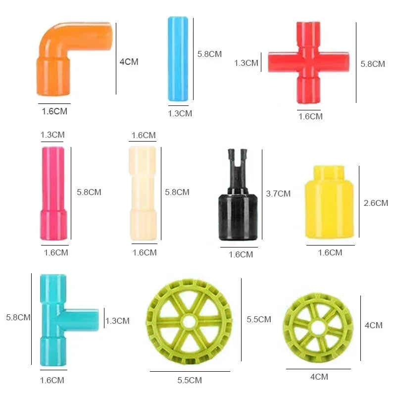 Kids' Plastic Water Pipe Building Blocks Toys Assembly Educational Playsets For Boys Aged 3-4-6 Years Old Creative Connector