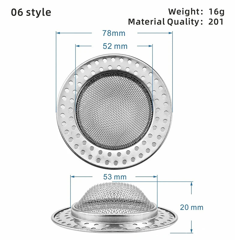 Kitchen Sink Filter Stainless Steel Mesh Sink Strainer Filter Bathroom Sink Strainer Drain Hole Filter Sewer Screen Strainers