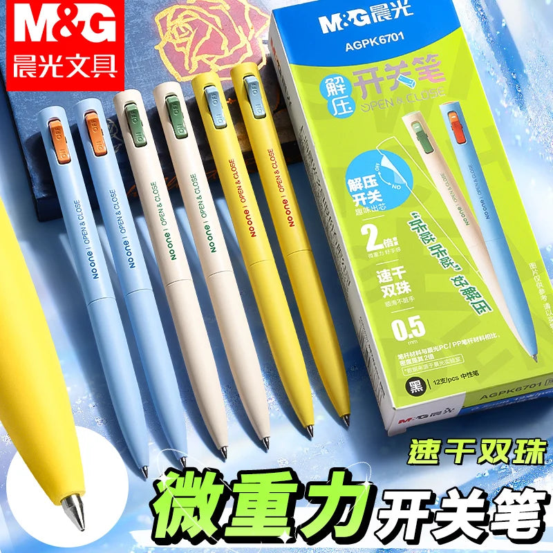 M&G 0.5mm Fine Point Gel Pen Quick Dry Ink Black Refillable for Students And Office Use