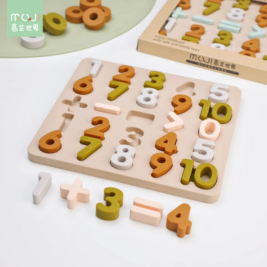 Silicone Montessori Letters Number Puzzle Board Toys Shape Matching For Kids Educational Toys Busy Board Bpa Free Children's Toy
