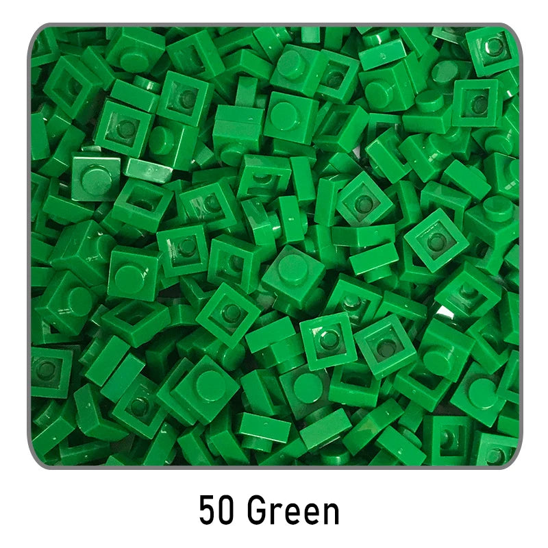 100Pcs DIY Bricks Parts 3024 1x1 Plate Educational Tech Construction Assmble Compatible Block Parts Toys for Child Kids