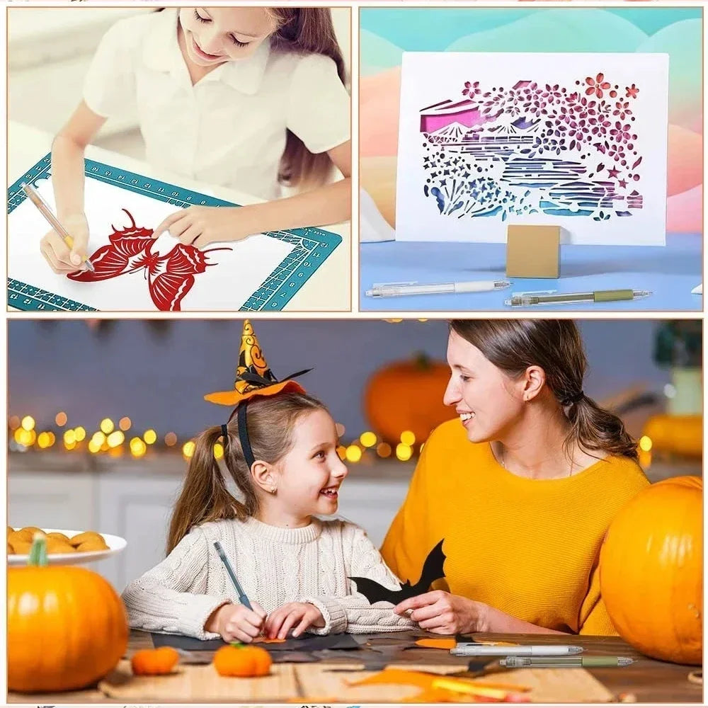 1-60Pcs Paper Cut Knife Pen Art Utility Knife Scrapbooking Cutting Tool DIY 3D Cabin Sticker Tape Cutter Express Box Knife