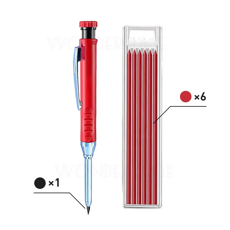 5 Colors 40mm Long Head Carpenter Mechanical Pencil Deep Hole Marker Pencil for Woodworking Construction Home Improvement