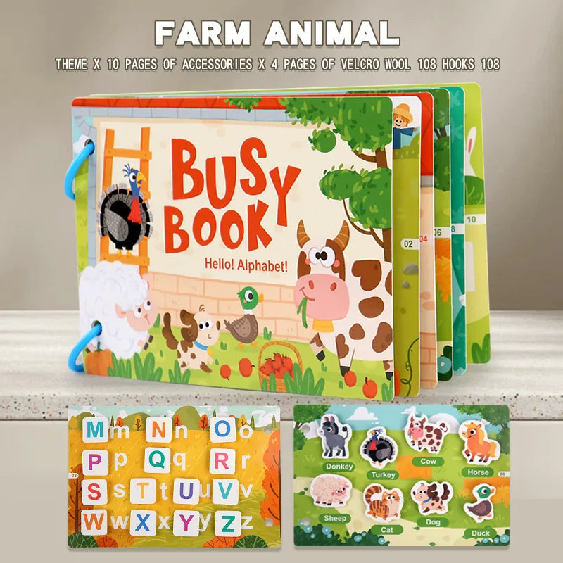 Montessori Baby Busy Book My First Quiet Book Paste Early Learning Education Toy Children Matching Game Toys for Kids 1 2 3 Year