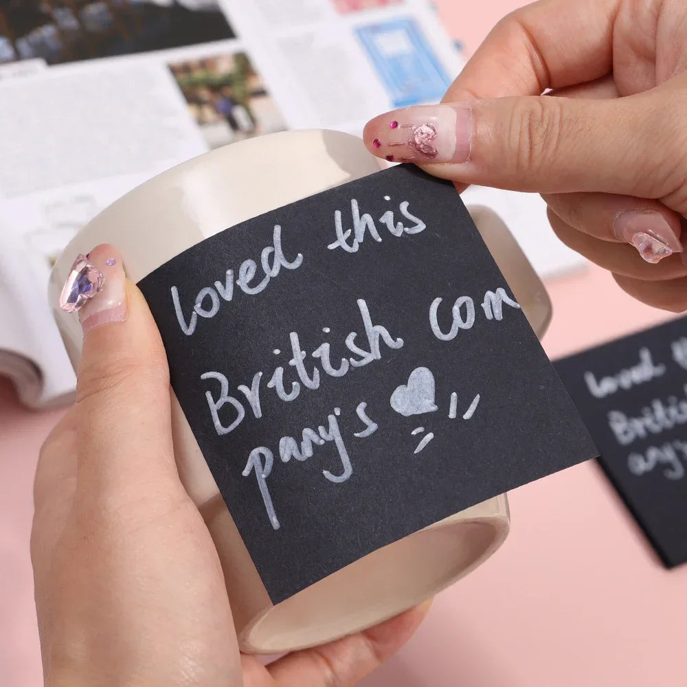 Portable Student Black Sticky Note Pads Office School Stationary Self-Adhesive Sticky Notes Memo Pad Mini Notebooks Reminder