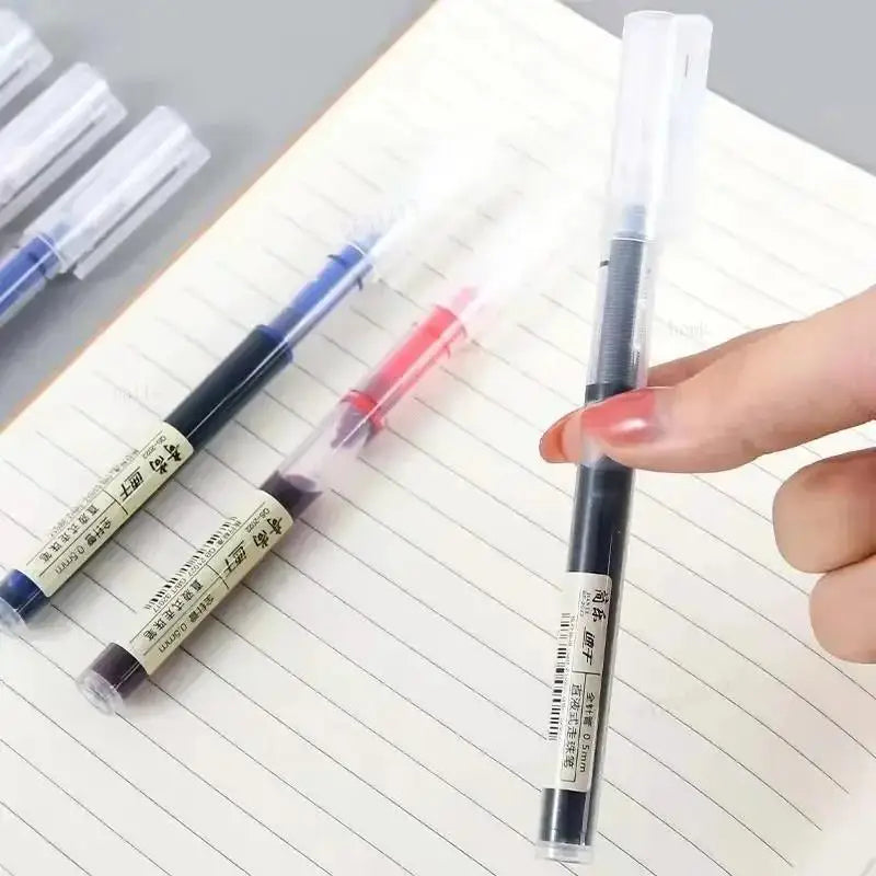 10Pcs 0.5mm Needle Type Gel Pens Straight Liquid Black Blue Red Writing Gel Pens School Stationery Office Supplies Writing Tools