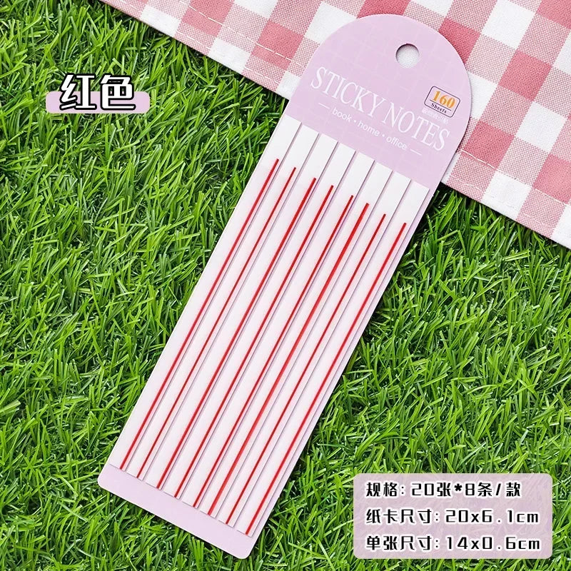 25Sheets highlighting stickers notes thin long strips transparent sticky students colorful fluorescent index Scrapbook 20*6CM