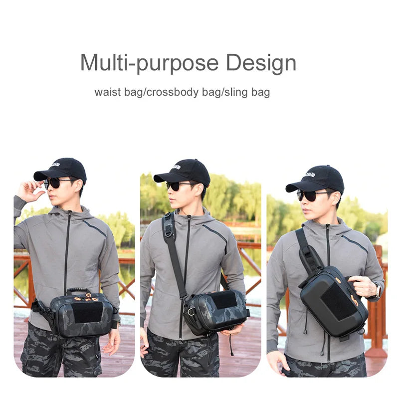 Hardshell  - Fishing Bag Lure Tackle Backpack Men Case with Fihsing Rold Holder Tactical Tool Storage Fish Waist Chest Camping Bag