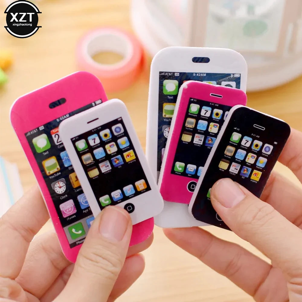 1pcs Cartoon iPhone modeling Students Pen Shape Eraser Rubber Stationery Kid Toy School Supplies Office Series Prize Wholesale