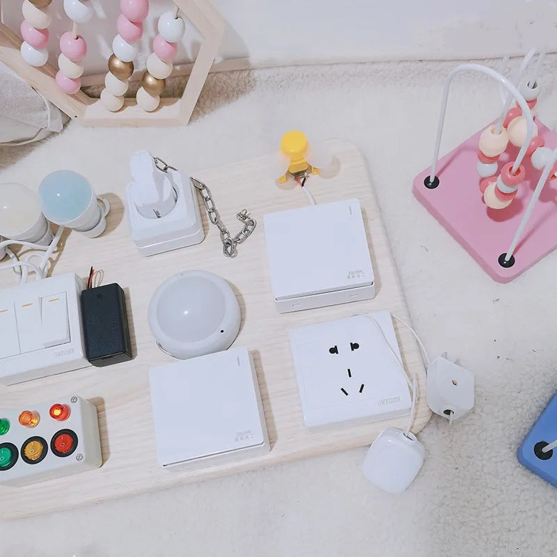 Children Busy Board For Accessories Baby Wooden Montessori Sensory Activity Board Toy Busy Board Accessories Part Education Toys