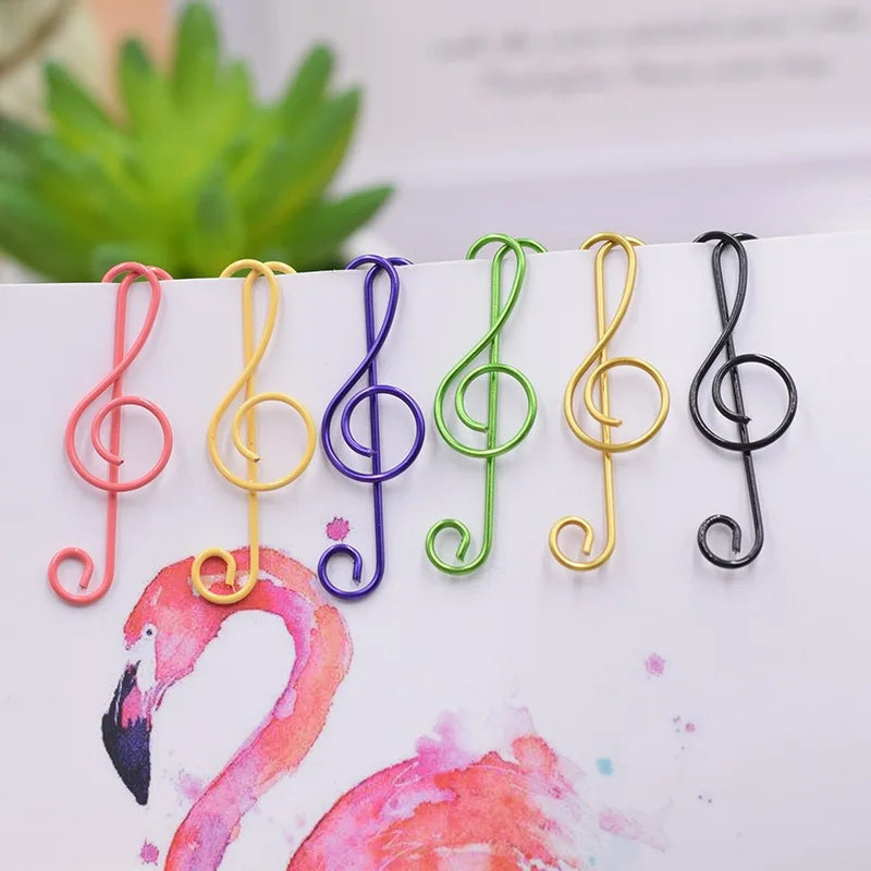 20PCS Music Theme Paper Clips Metal Office Cute Binder Kawaii Stationery Decorative Clips for Organizing And Decoration
