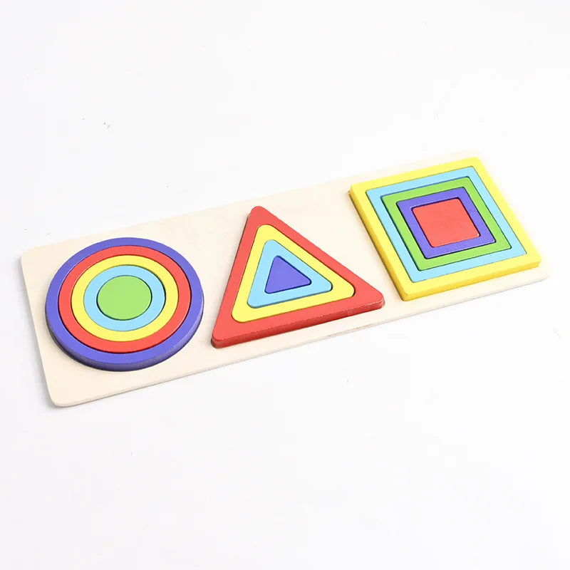 Montessori Wooden Block Toys Children Geometric Shape Color Sorter Block Puzzles Toddler Sorting Math Bricks Stacking Toys