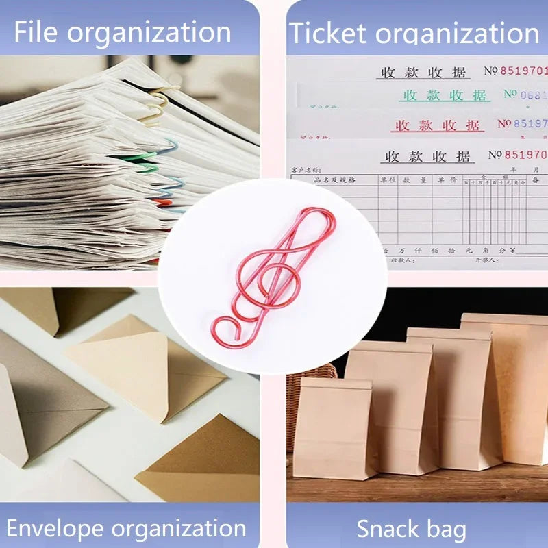 20PCS Music Theme Paper Clips Metal Office Cute Binder Kawaii Stationery Decorative Clips for Organizing And Decoration