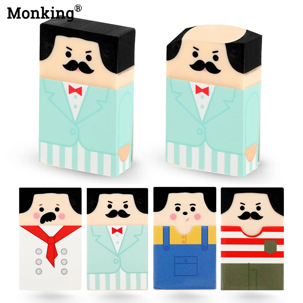 Monking 1/4Pcs Fun Balding Uncle Erasers Pencil Erasers for Kids Students Office School Supplies Art Stationary