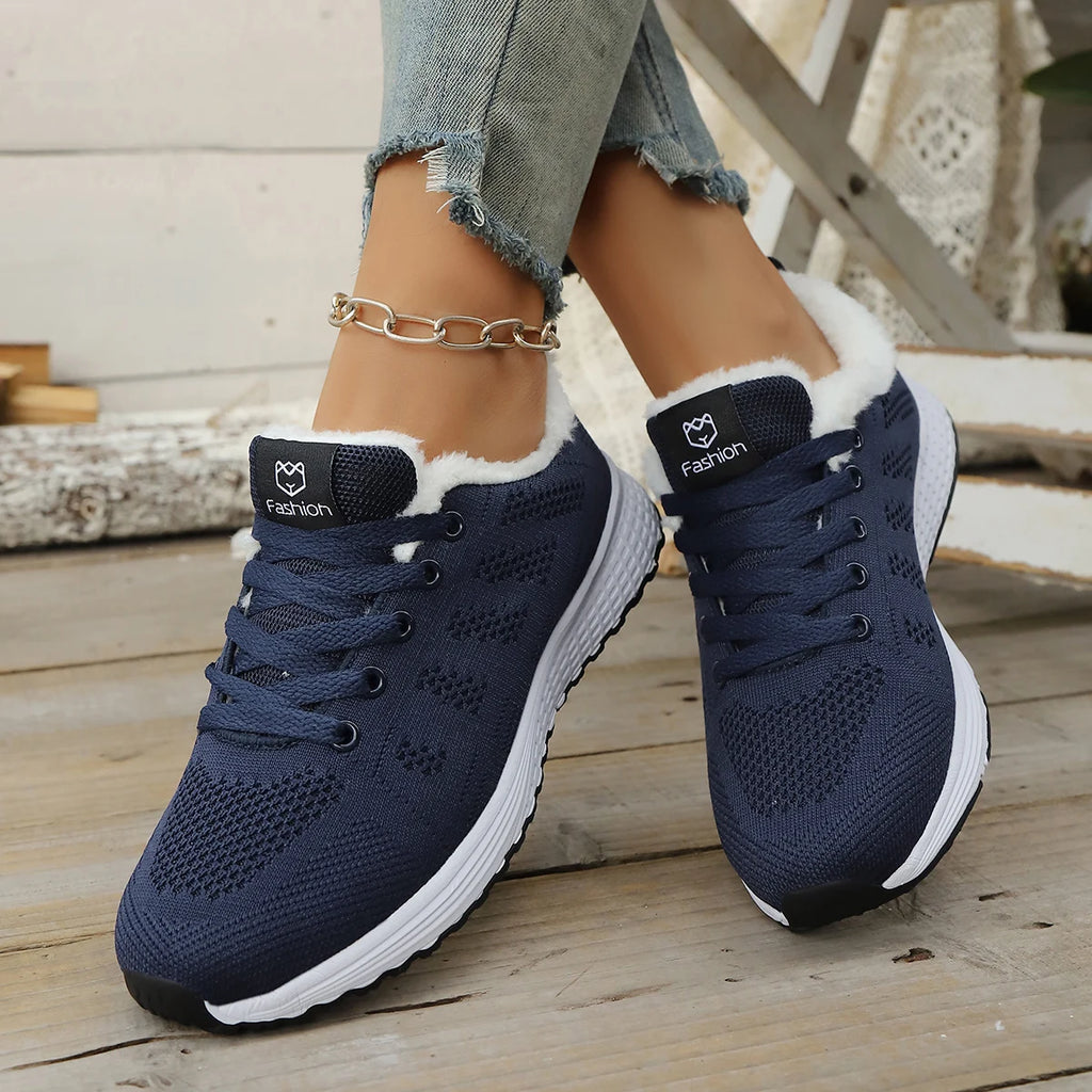 plushy - Winter fashion plush walking flats, sports shoes, women's casual shoes