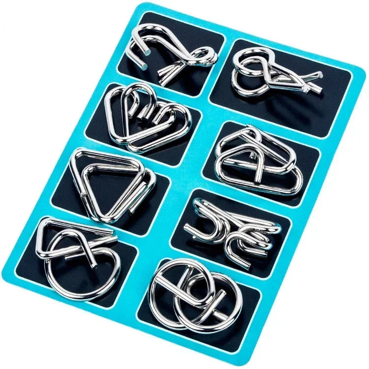 8Pcs/Set Metal Montessori Puzzle Wire Mind Brain Teaser Puzzles Children Adults Interactive Game Reliever Educational Toy