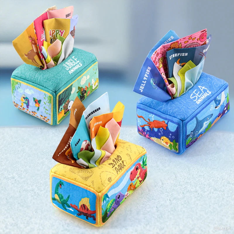 Baby Draw Paper Towel Tearing Tissue Box Baby Puzzle Early Education Montessori Children Cloth Toys 3+10
