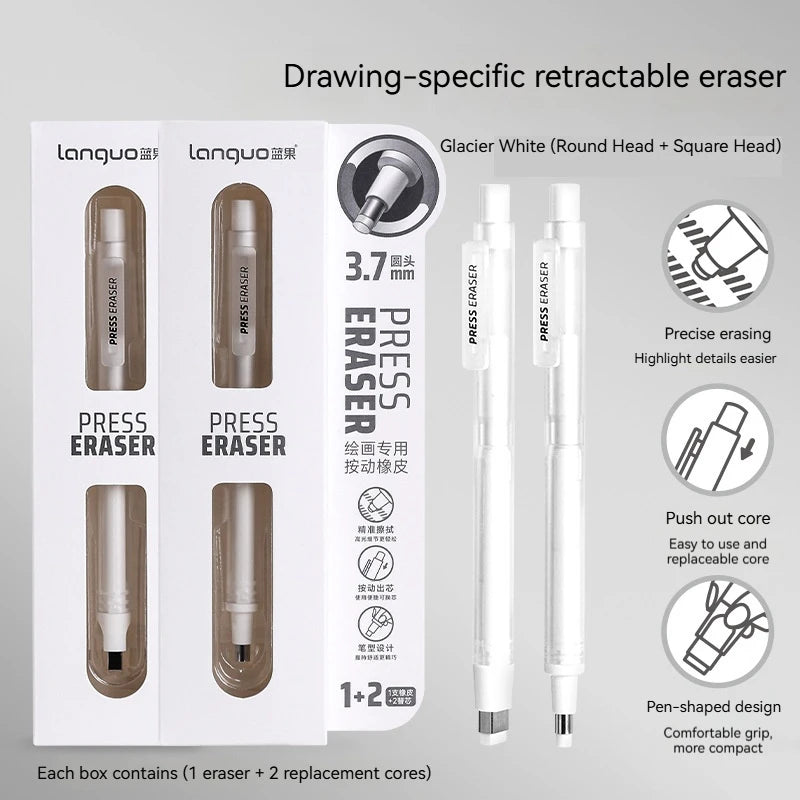 Push-Type Pencil Eraser For Manga Design Drawing Highlight Modeling Writing Painting Press Erasers Kids School Stationery Gifts