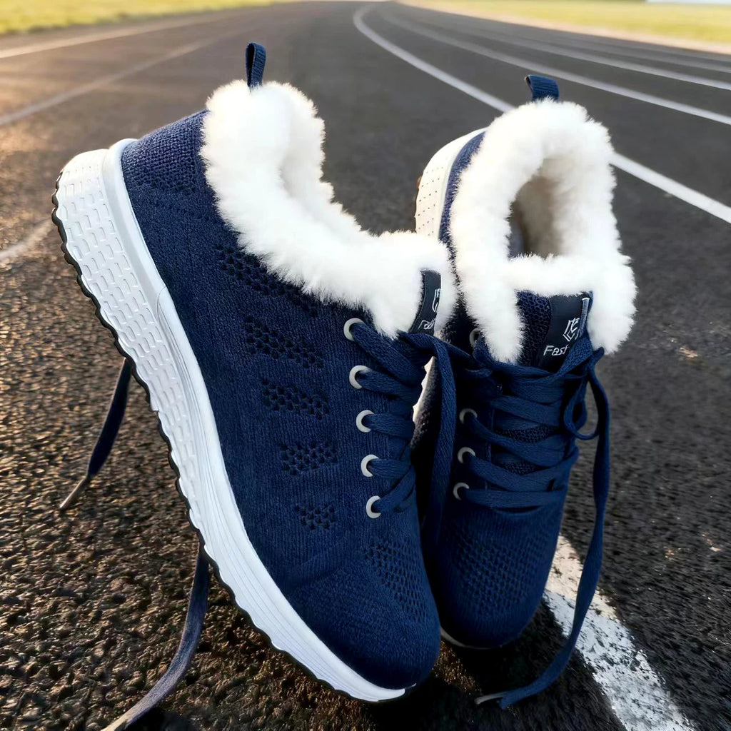 plushy - Winter fashion plush walking flats, sports shoes, women's casual shoes