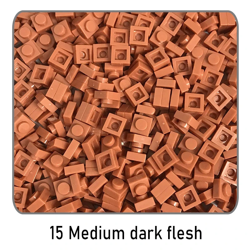 100Pcs DIY Bricks Parts 3024 1x1 Plate Educational Tech Construction Assmble Compatible Block Parts Toys for Child Kids