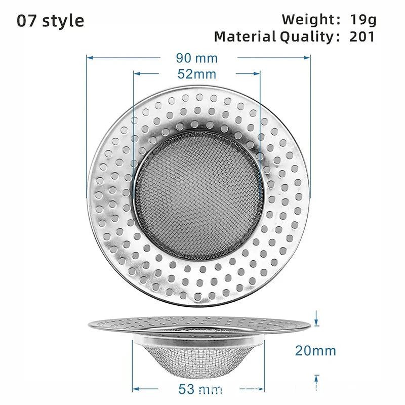 Kitchen Sink Filter Stainless Steel Mesh Sink Strainer Filter Bathroom Sink Strainer Drain Hole Filter Sewer Screen Strainers