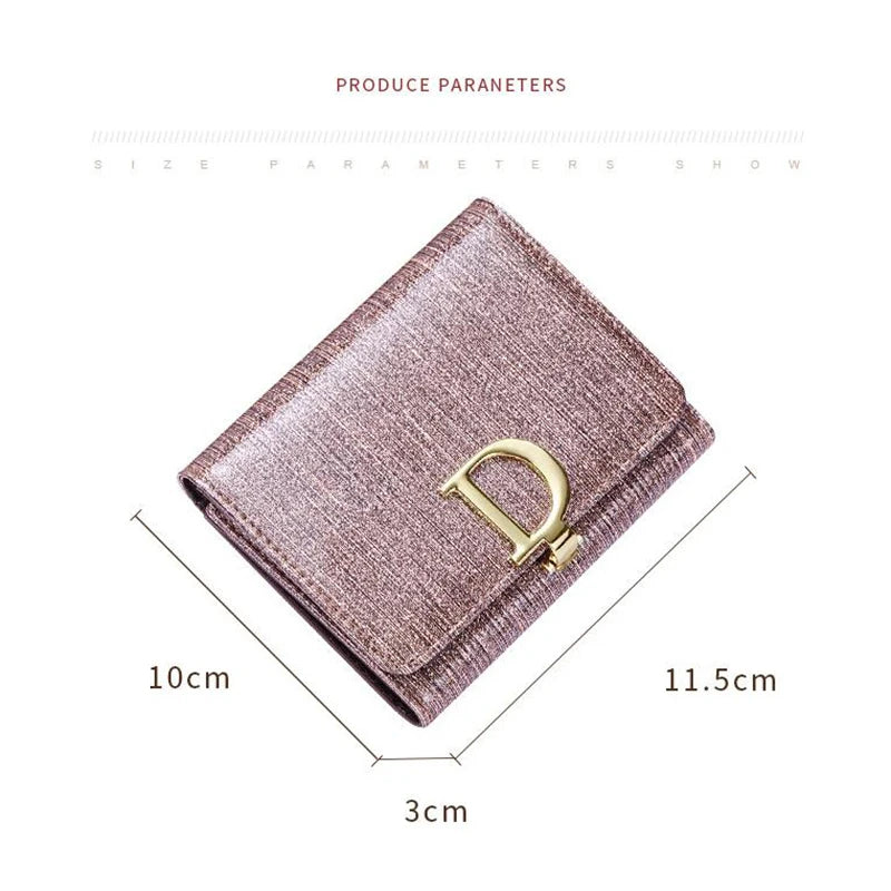 Bright - Fashion Women Cowhide Leather Wallet Anti RFID Card Holder Short Purse for Girl