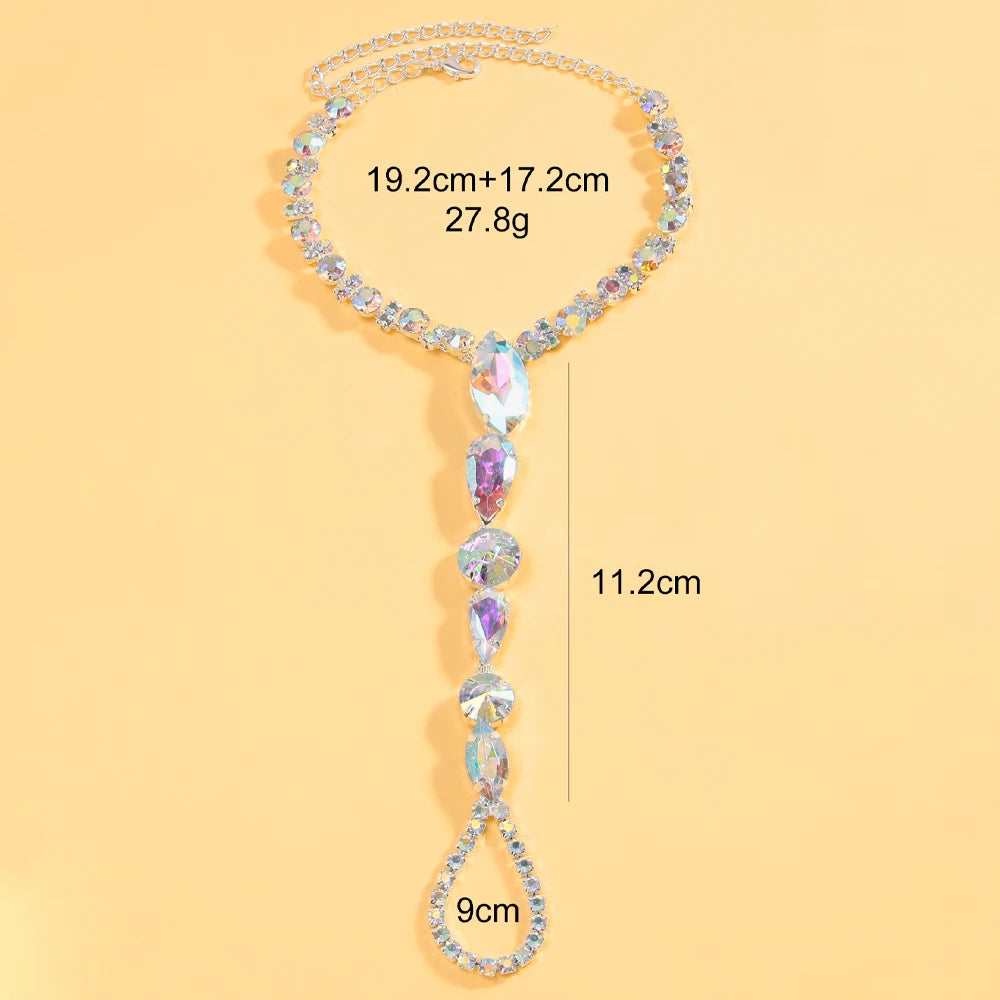 DANZARA - 
Colorful Crystal Dance Anklet Belly Prom Foot Accessories Gifts 2024 Barefoot Rhinestone Toe Chain Anklet Bracelet for Women
