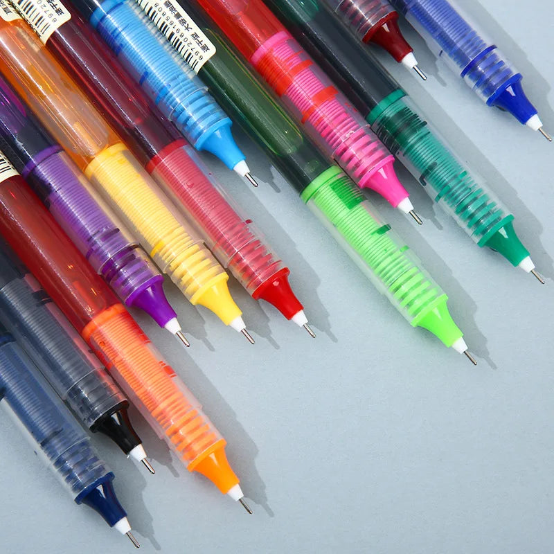 10Pcs/set High Quality Gel Pens Straight Liquid Ballpoint Pen Colors Kawaii Stationery School Office Supplies Writing