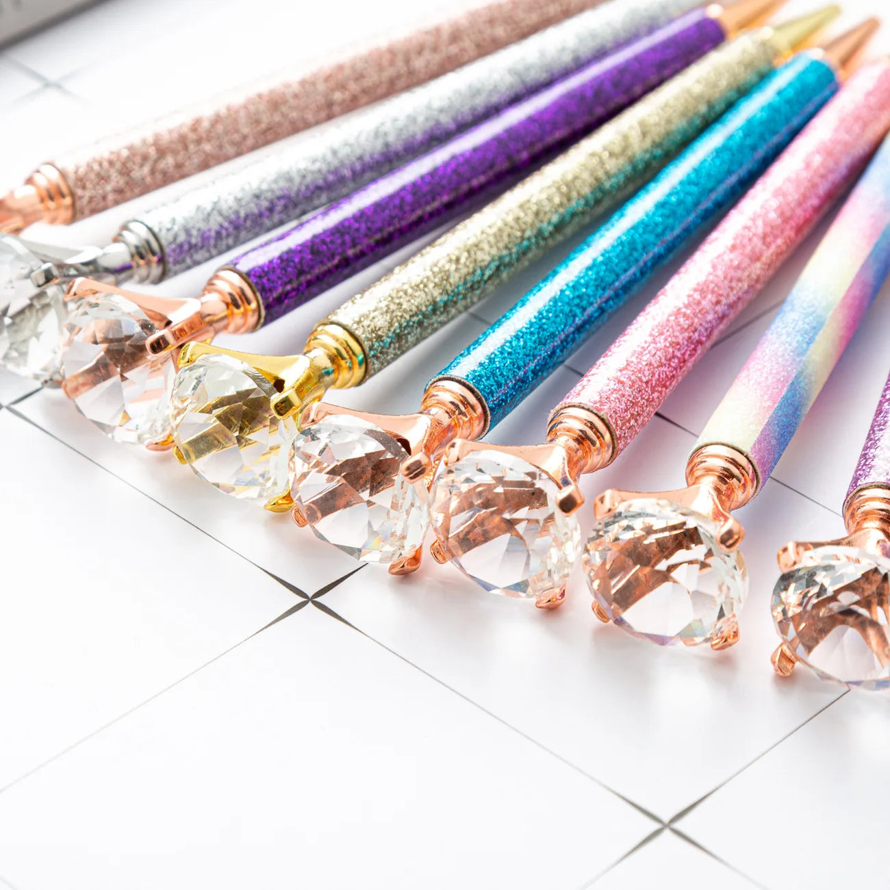 1 Piece Lytwtw's Ballpoint Pen Luxury Cute Big Diamond Wedding Rose Gold Metal Stationery School Office Supplies Supply Pens