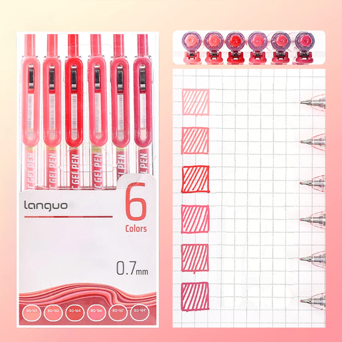 6PCS Retractable Color Gel Pens, 0.7mm Fine Tip, Large Capacity, Vibrant Ink for Drawing, Marking, School & Holiday Gifts