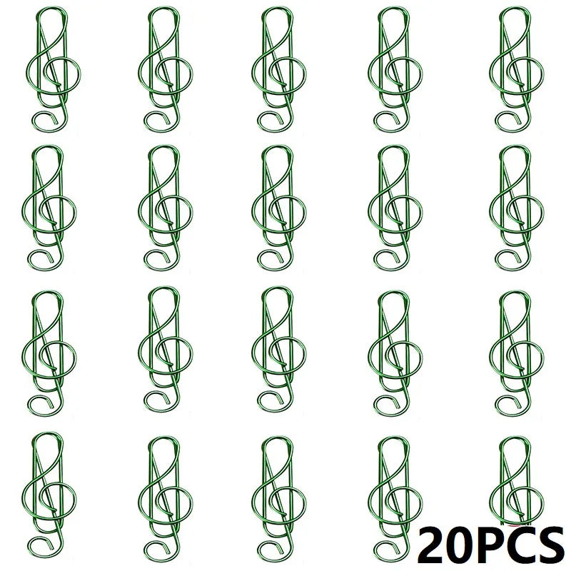 20PCS Music Theme Paper Clips Metal Office Cute Binder Kawaii Stationery Decorative Clips for Organizing And Decoration