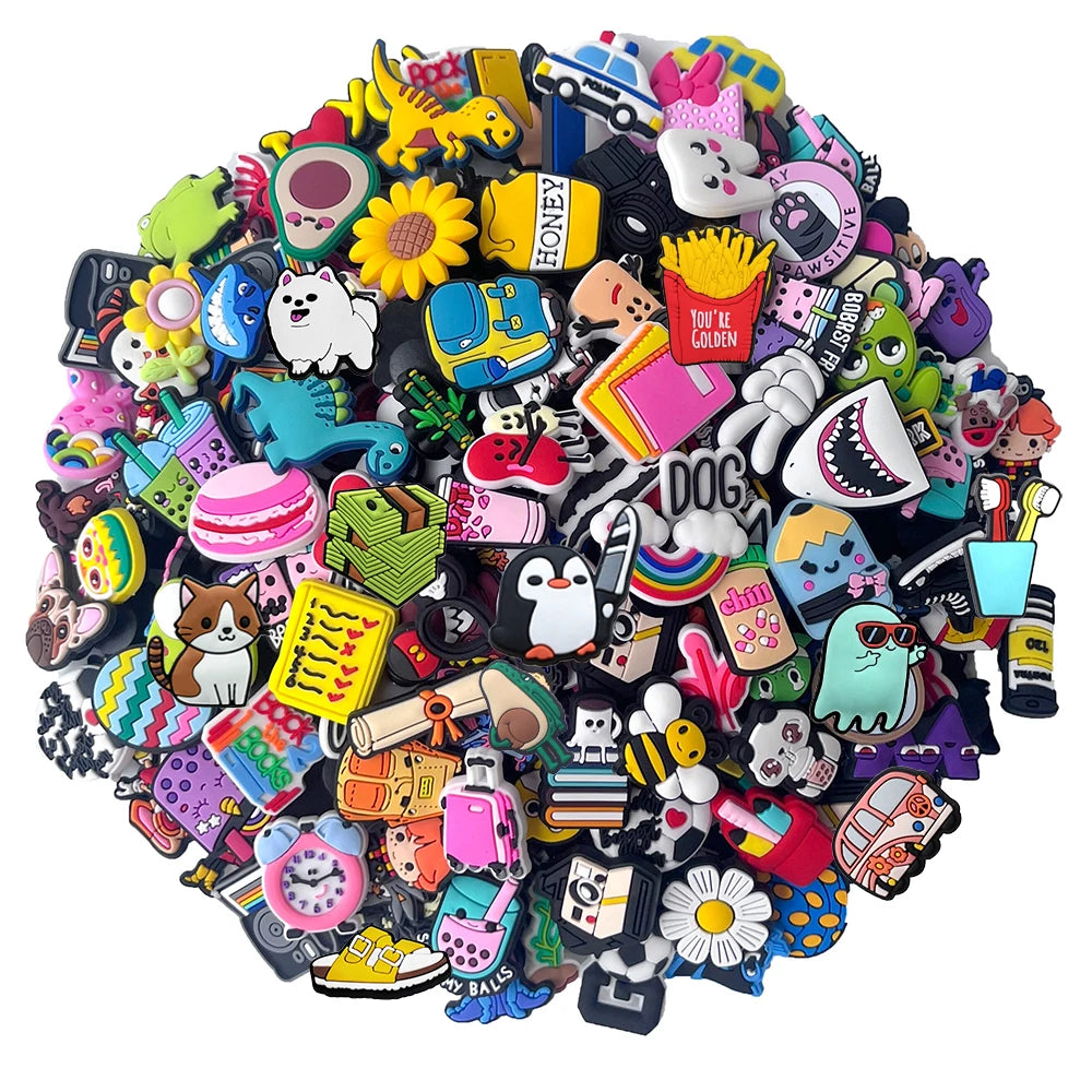 FUNKICKS - 
20-100PCS Wholesale Random Cartoon animation Shoe Charms Animal Garden Shoes Decorations Accessories Buckle For Kids X-mas Gifts