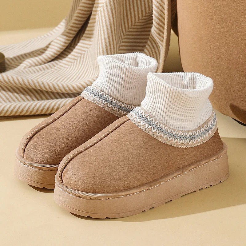 Plush - Ankle Boots Female Casual Women's Slippers Home Fluffy Luxury Designer Woman Shoes Indoor Fuzzy Fur Snow Booties