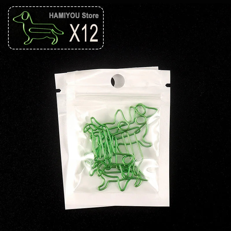 Little Dog Style Paper Clips Binder Clips Bookmarks Tickets Photo Clamp Patchwork Clips Office Binding Supplies silver purpleRed