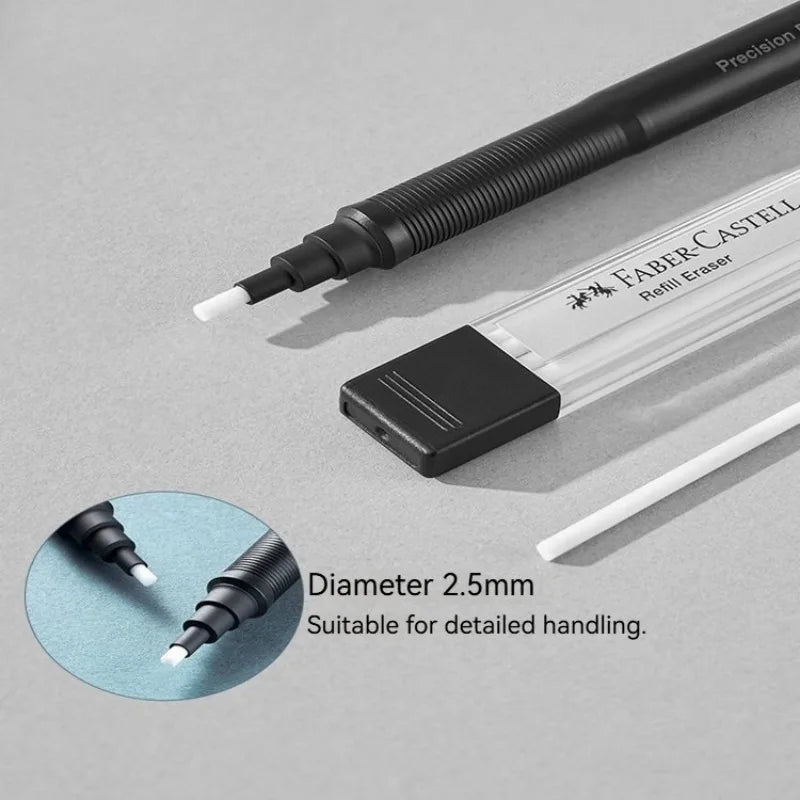 Faber-Castell Precision Tip Pen-Style Eraser Refillable Round 2.5mm Art Pencil Eraser Professional Drawing Rubbing Stationery