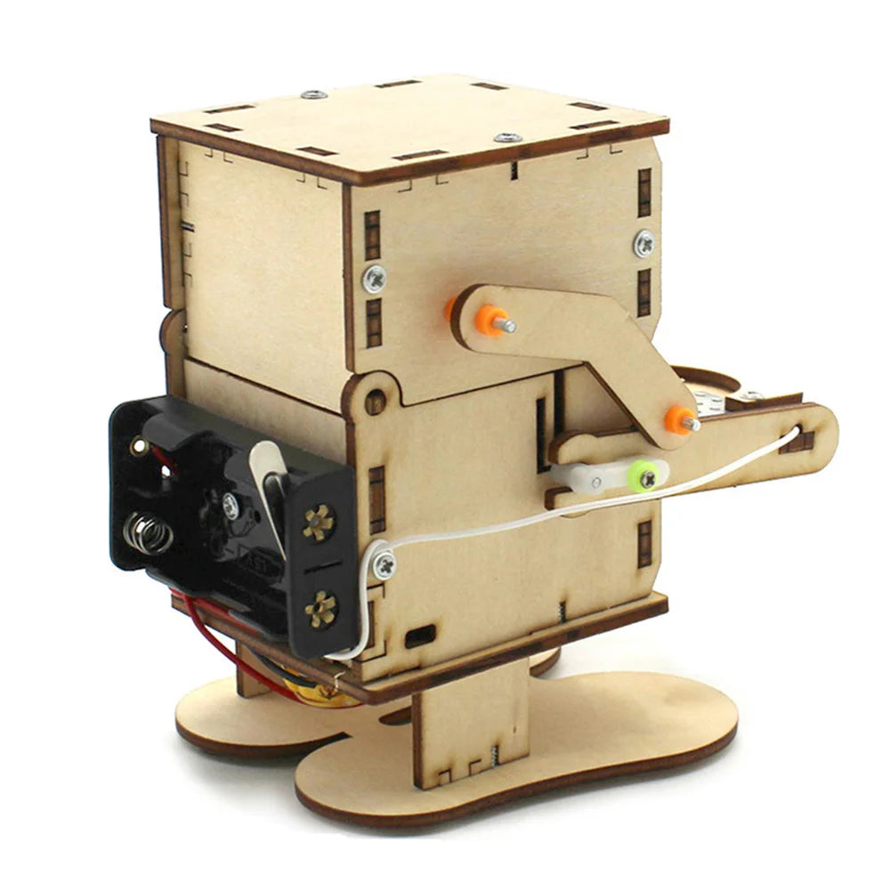 Robot Eating Coin Wood DIY Model Teaching Learning Stem Project for Kid Science Education Experiment Education Toy Assemble Kit