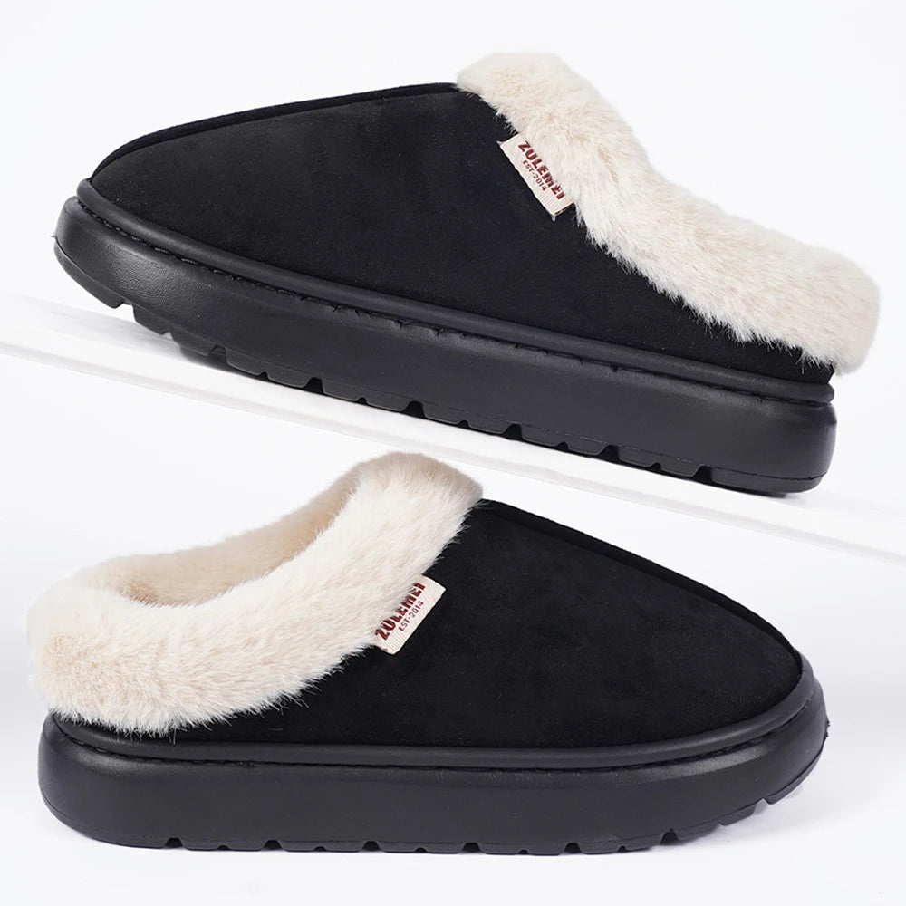 Litfun -  Platform Women Fluffy Slippers Winter High Quality Plush Women Cotton Shoes Ladies Fur House Slippers Warm Fuzzy Slides