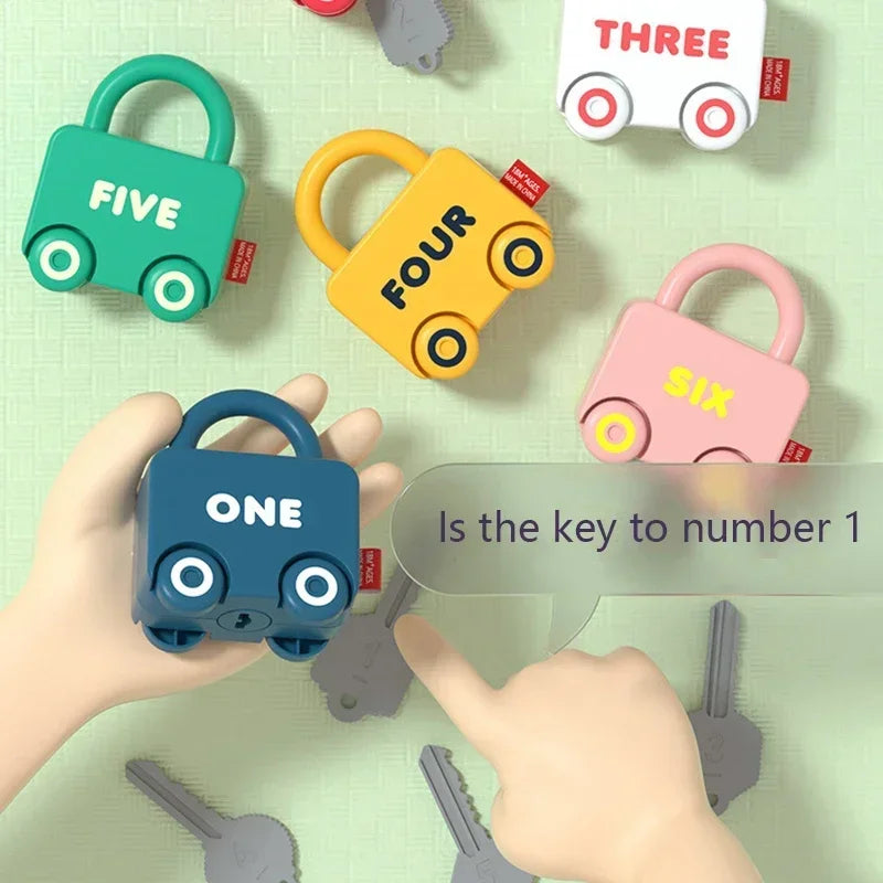 Number Matching Lock Toys Baby Learning Lock with Key Car Games Montessori Educational Toy  Sensory Toys For Kids 1 2 3 Years