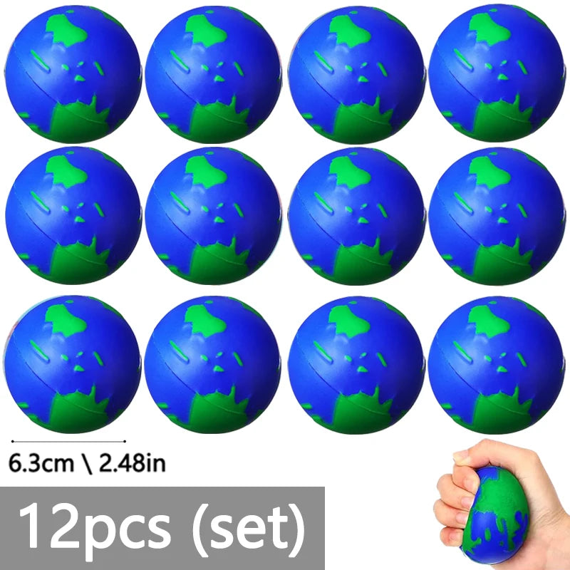 Mini World Earth Stress Balls Children Toy Foam Planet PU Globe Squeezable Balls Finger Exercise Educational Stress Relief Toys