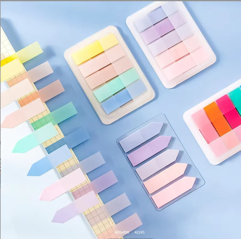 1 PC PET Transparent Index Sticker Morandi Sticky Note Sticker Sticky Note 5 * 20  Office Accessories  Sticky Notes
